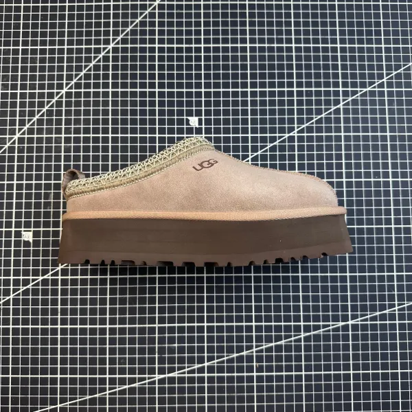 UGG Tasman Platform Slipper Beige Suede Shoes - 1