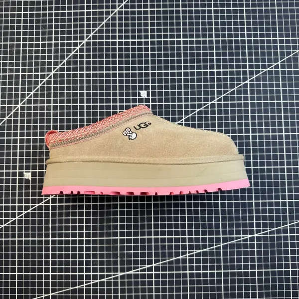 UGG x KAWS Tasman Platform Pink Beige Slippers - 1