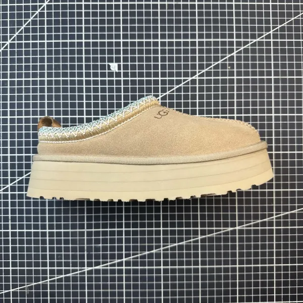 UGG Tasman Platform Slide Beige Suede Slippers - 1