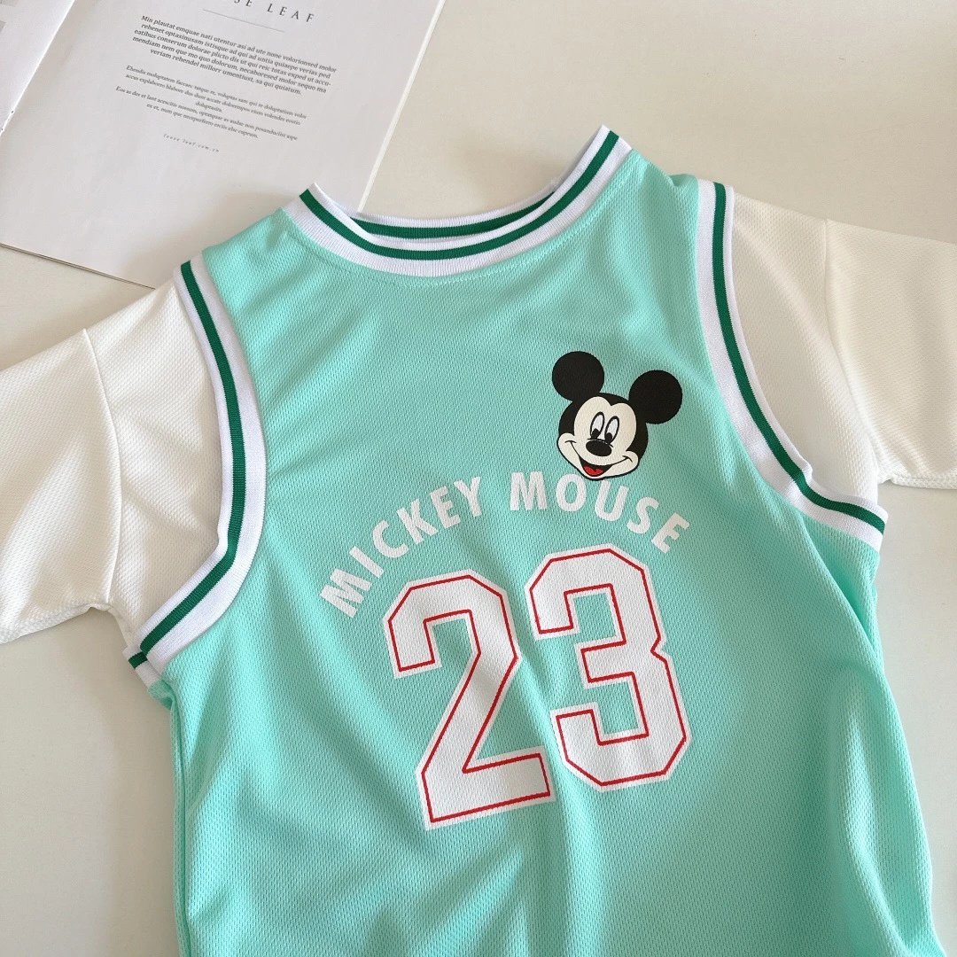 透气速干不会黏,正品带防伪,a类品质:迪士尼 儿童马卡龙色网眼篮球服