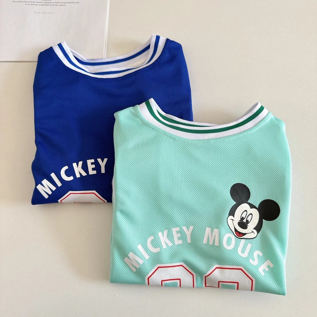 透气速干不会黏,正品带防伪,a类品质:迪士尼 儿童马卡龙色网眼篮球服