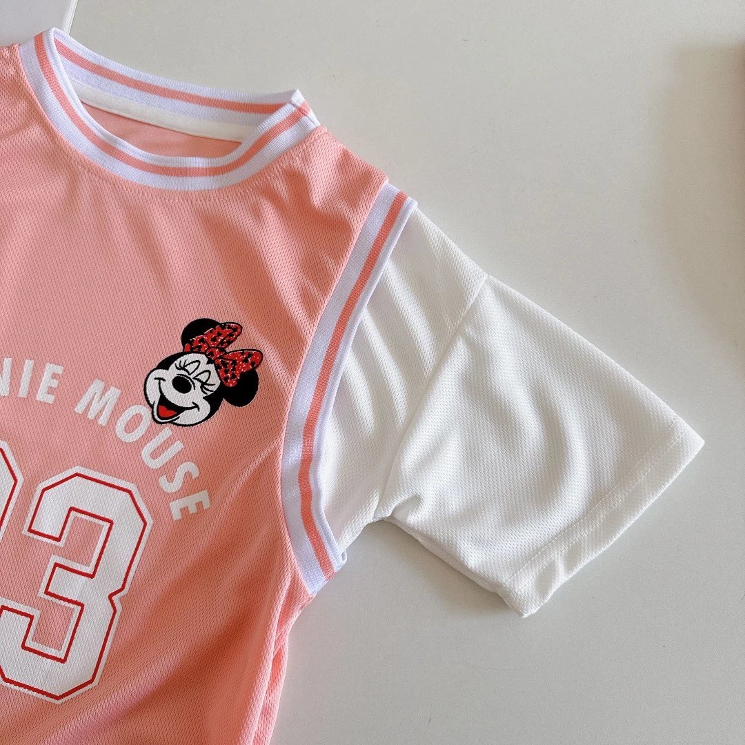 透气速干不会黏,正品带防伪,a类品质:迪士尼 儿童马卡龙色网眼篮球服