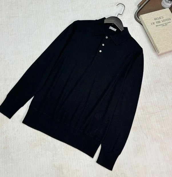 P439 CD刺绣羊绒长袖polo