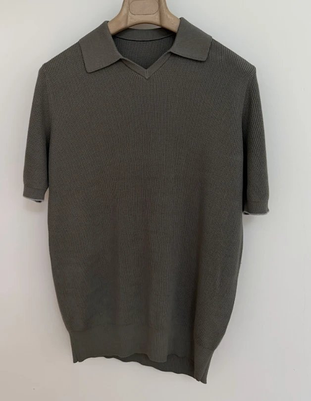 P389 小v领POLO衫 卡其色