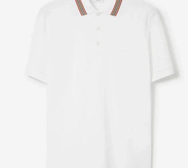P289 彩条纹领POLO衫白色