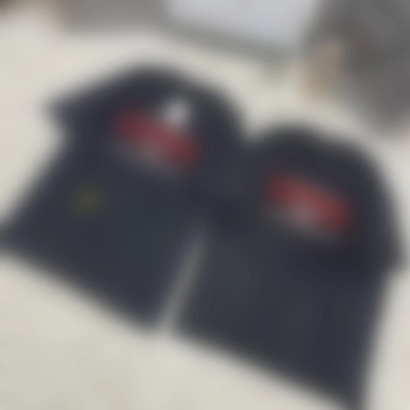 Red Embroidered Wash Black Tee