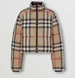 thumbnail for Plaid print cropped down jacket (Women)