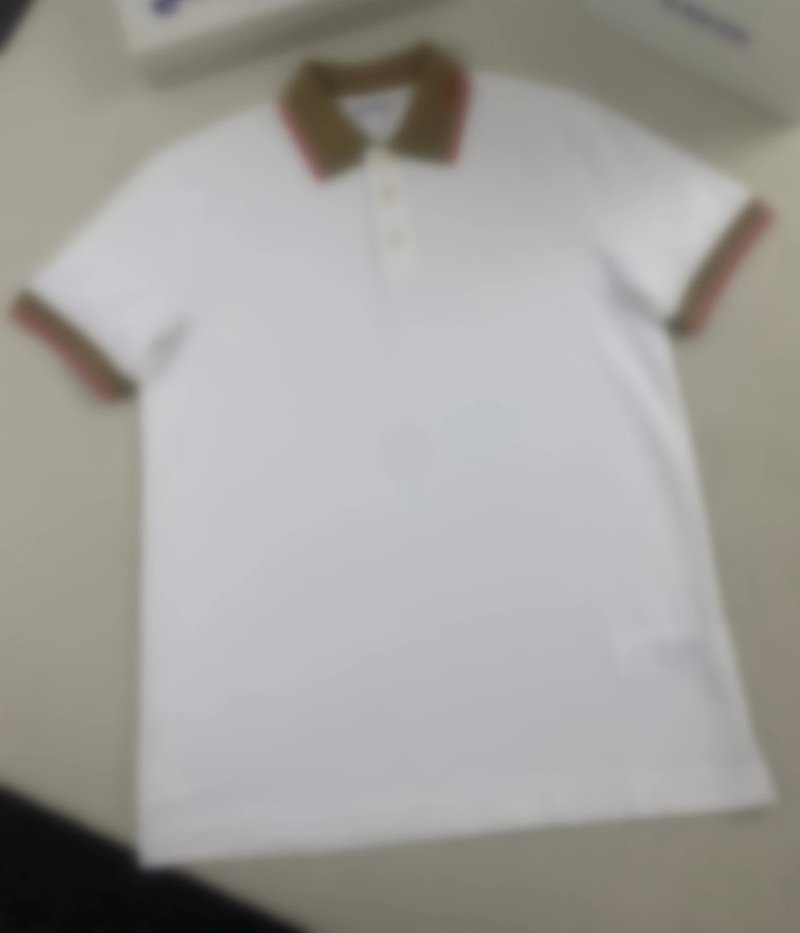 P299 br字母织带领POLO衫 白色