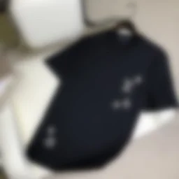 thumbnail for Three-flower line embroidered T-shirt in black