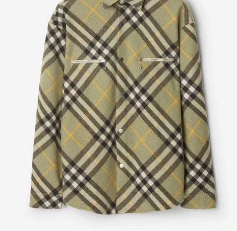 Plaid Wool Blend Coat-Style Shirt