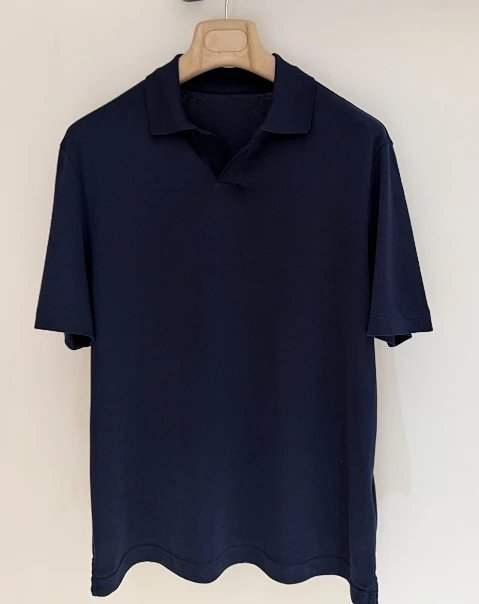 P449 蚕丝棉针织POLO海军蓝