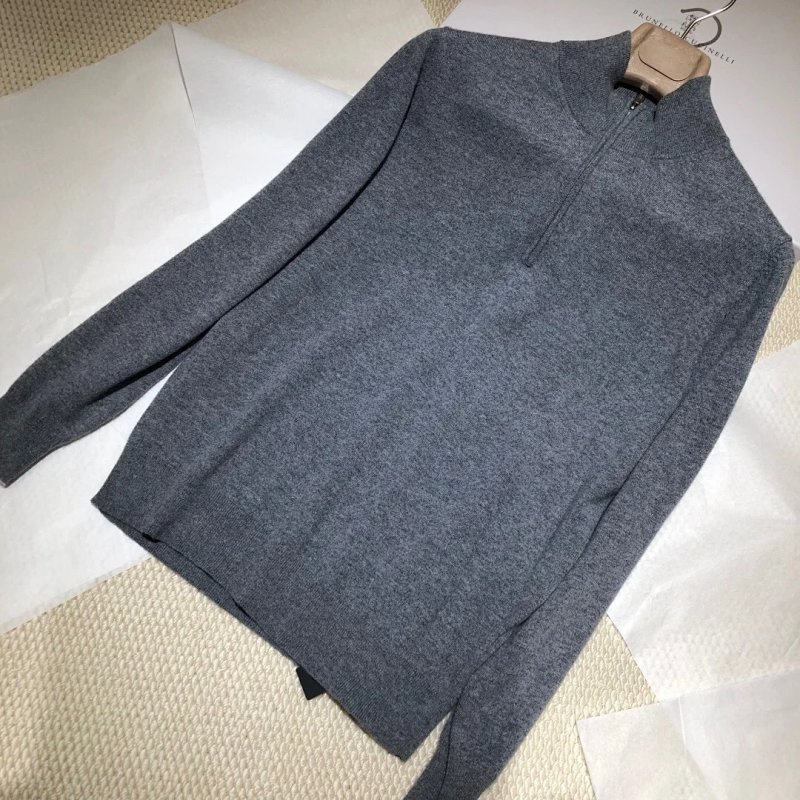 P1100 山羊绒半拉链毛衣灰色