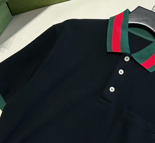 P289 织带衣领Polo黑色