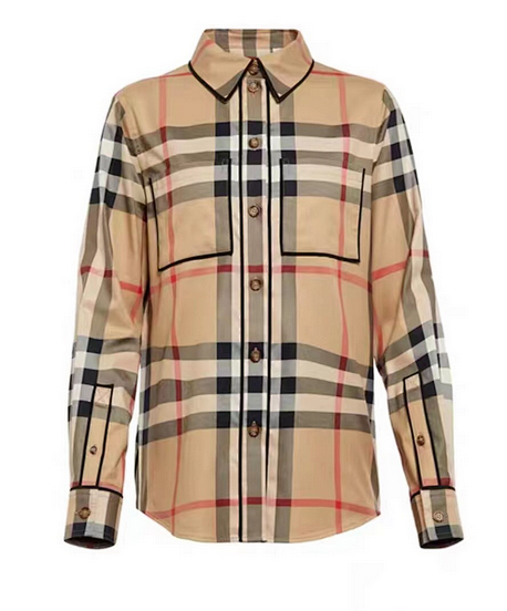 Plaid Trim Shirt Women