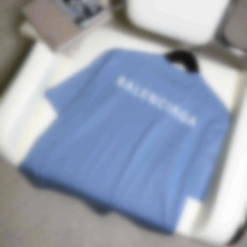 Back Embroidered Letter Tee Blue