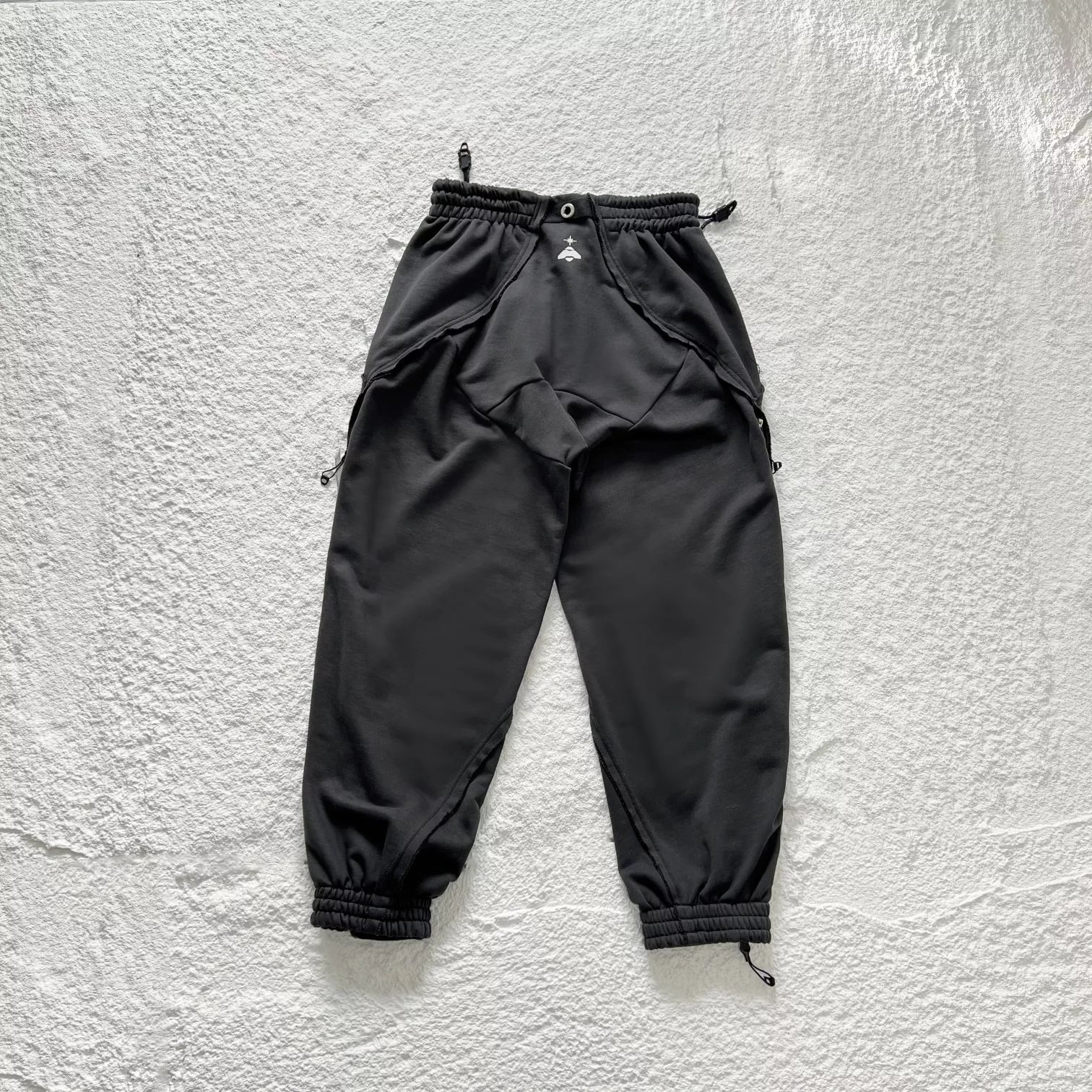 Adidas-Inspired Dark Gray Parachute Track Pants with Side Zippers