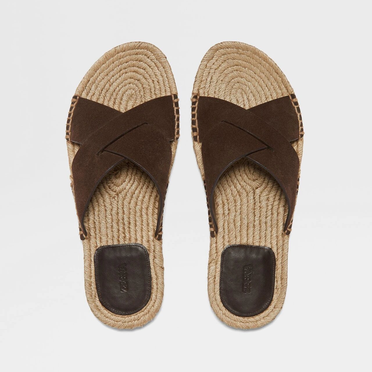 Z Men's Flat Slide Sandals with Leather/Suede Upper and Braided Midsole Design, Creating an Elegant and Casual Leisure Look!
