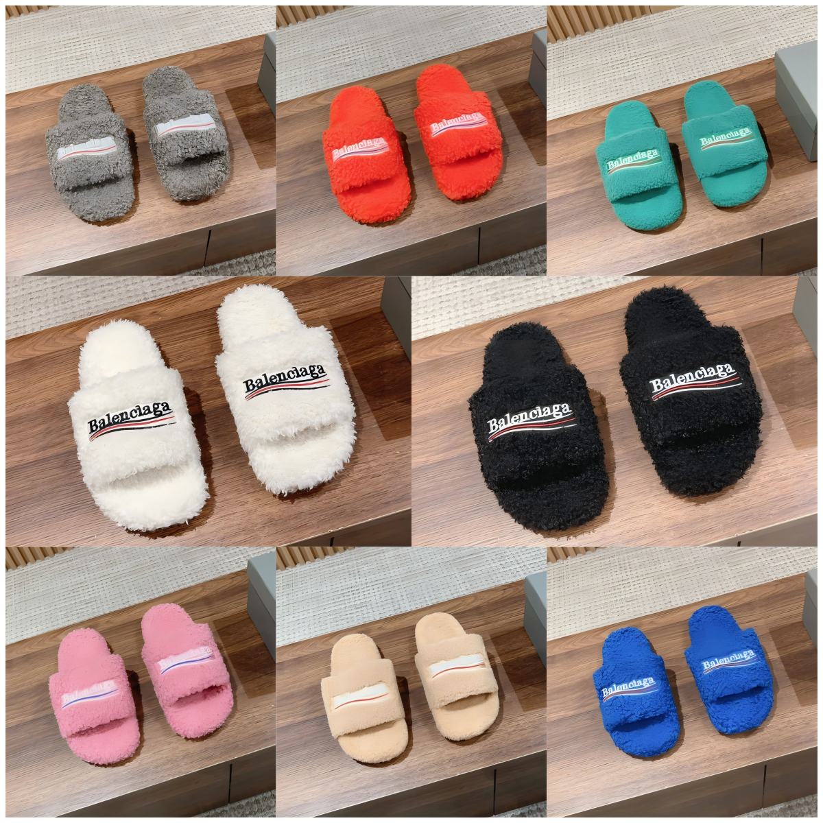 Balenciaga Fuzzy Slide Sandals