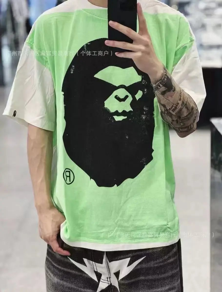 Pure cotton loose men’s and women’s round neck T-shirt style couples short sleeves