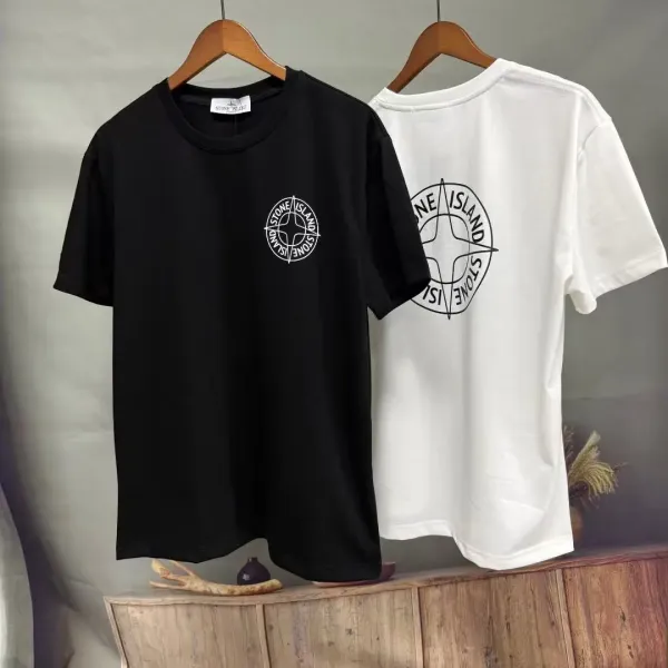 Stone Island Compass Logo T-Shirt Black and White - 1