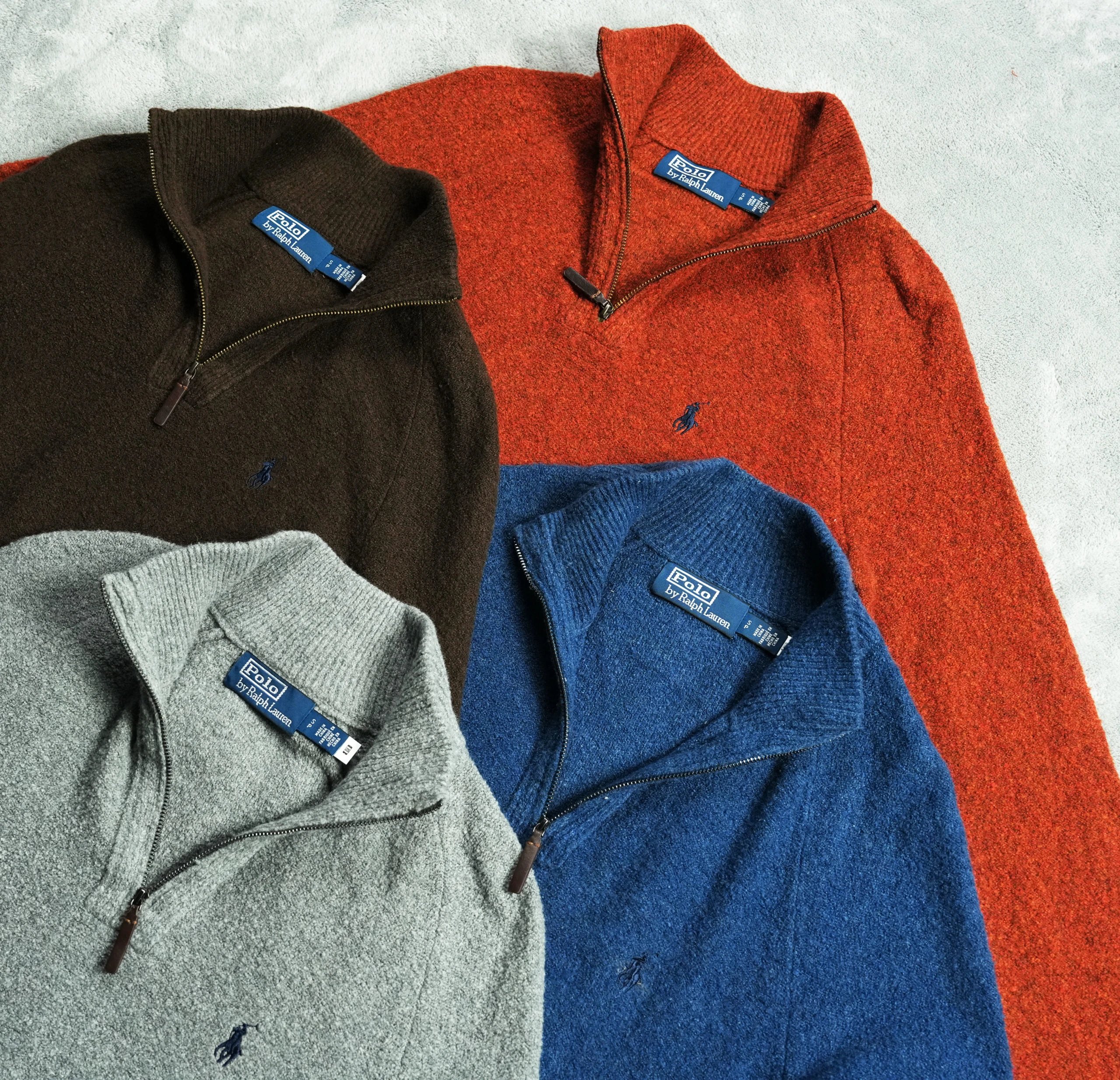 Authentic Ralph Lauren Export Edition 1/4 Zip Pullover Sweatshirt in Blended Fabric for Couples, Fall/Winter, Available for Sizes up to 220 lbs