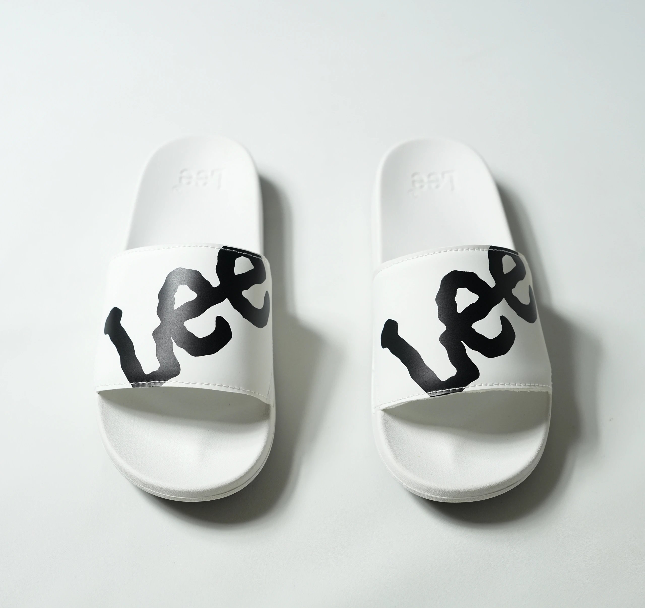 Lee Logo Slide Sandals White Slippers