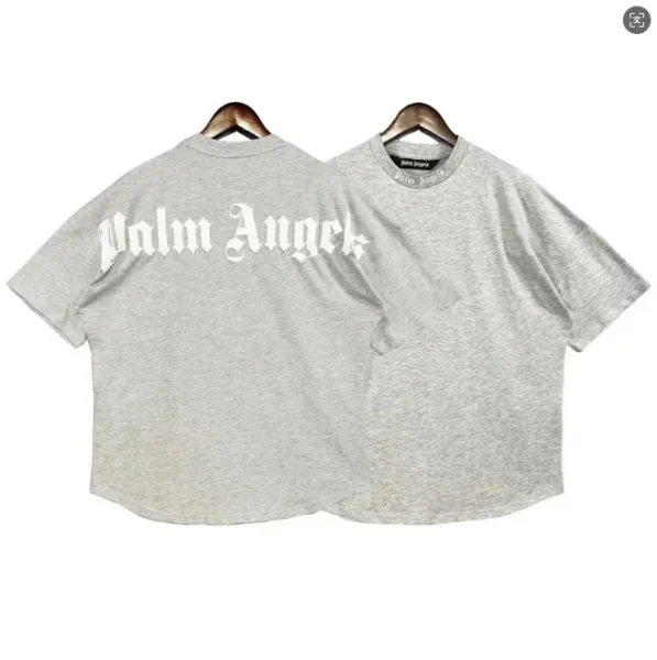 Palm Angels Logo Print Oversized T-Shirt Gray - 1
