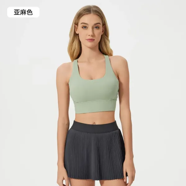 Design Sports Bra and Pleated Skirt Set in Sage Green and Charcoal Activewear - 1