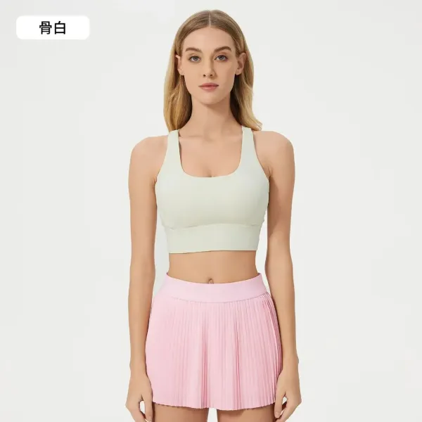 Design Activewear Set: Gray Sports Bra and Navy Pleated Skirt - 4