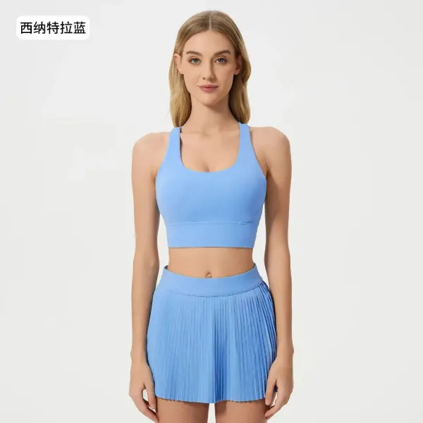 Design Activewear Set Blue Sports Bra and Pleated Skirt - 1