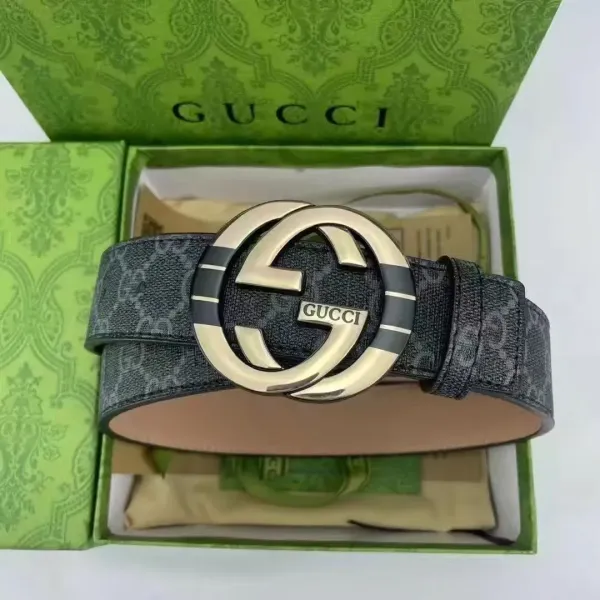 Gucci GG Marmont Belt Black Canvas with Gold-Tone Buckle - 1