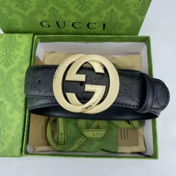 Gucci GG Marmont Belt Black Leather with Gold-Tone Buckle - 1