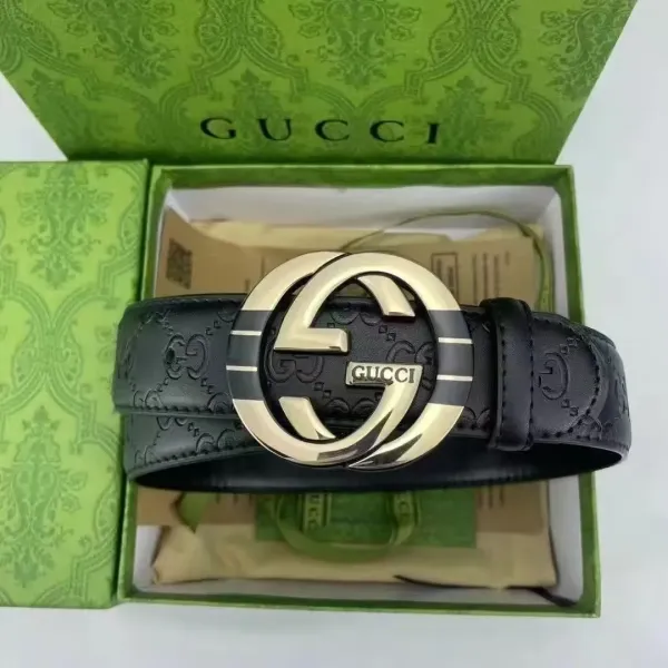 Gucci GG Marmont Belt Black Leather with Gold-Tone Buckle - 1