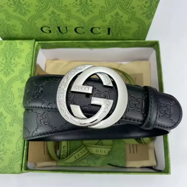 Gucci GG Marmont Embossed Leather Belt Black - 1