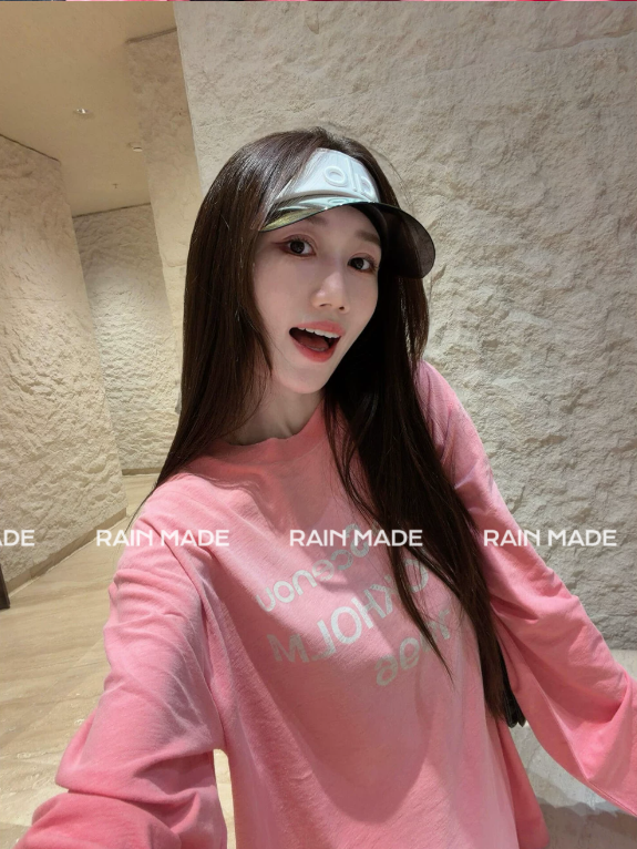 RainMade/ACNE Peach Pink Linen-Blend 1996 Series Sakura Pink Unisex Long-Sleeve Tee