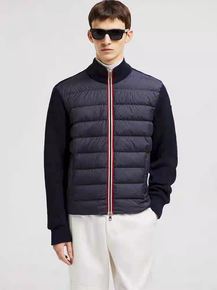 Moncler knit-sleeve down jacket