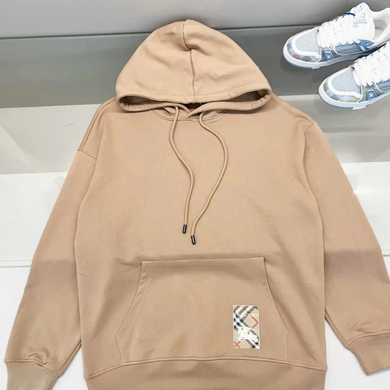 Beige hoodie with check patch