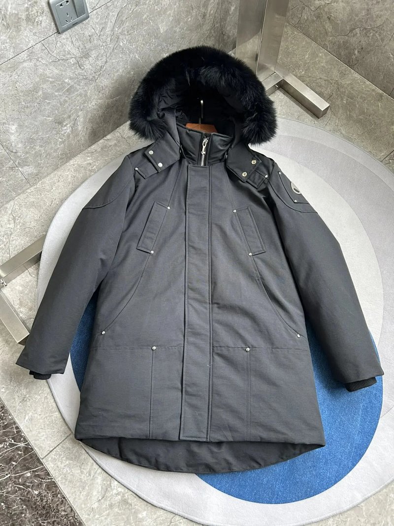 Grey hooded parka with fur trim