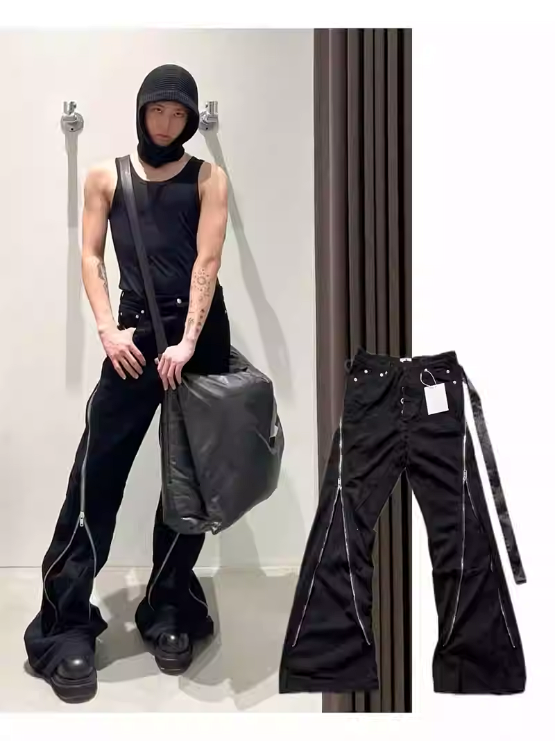 Black zip flare pants