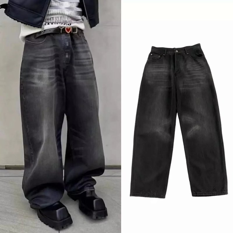 Washed black baggy jeans