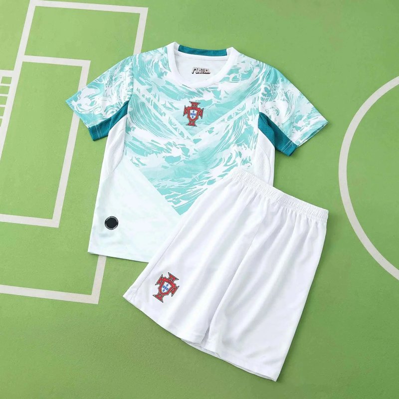 Portugal away kids football kit