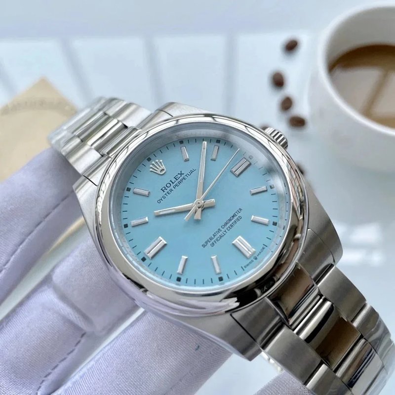 Rolex Oyster Perpetual turquoise watch