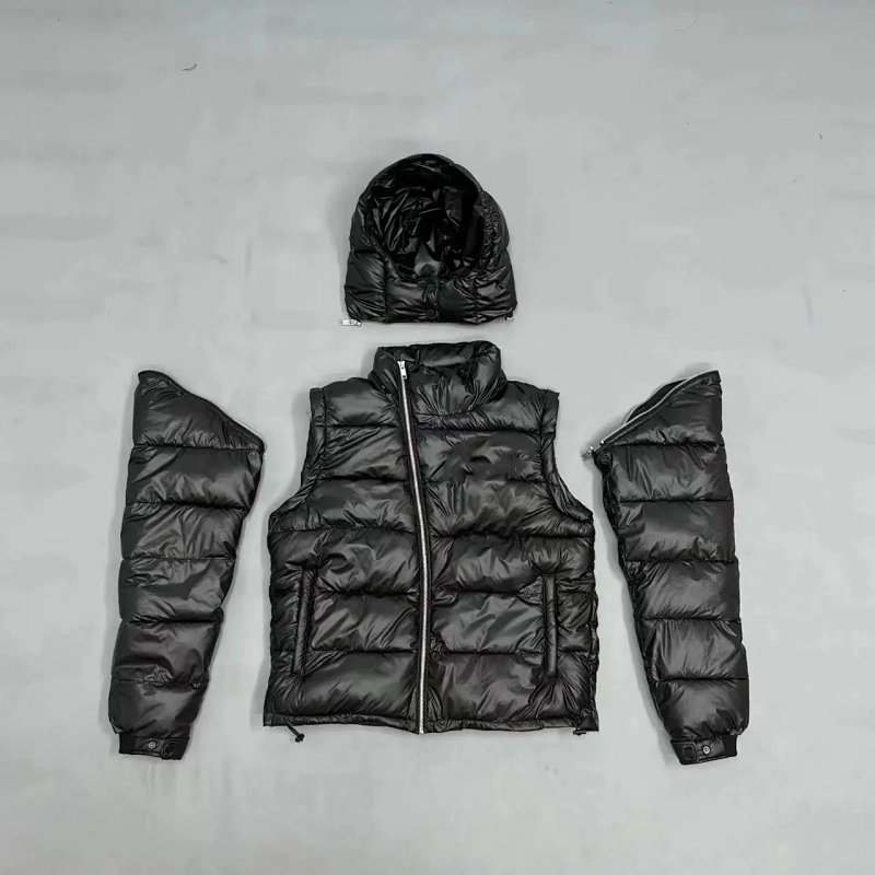 Black puffer vest with detachable sleeves