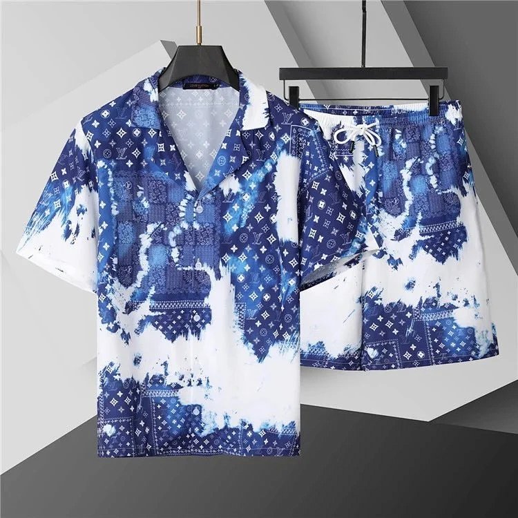 Louis Vuitton blue print shirt set