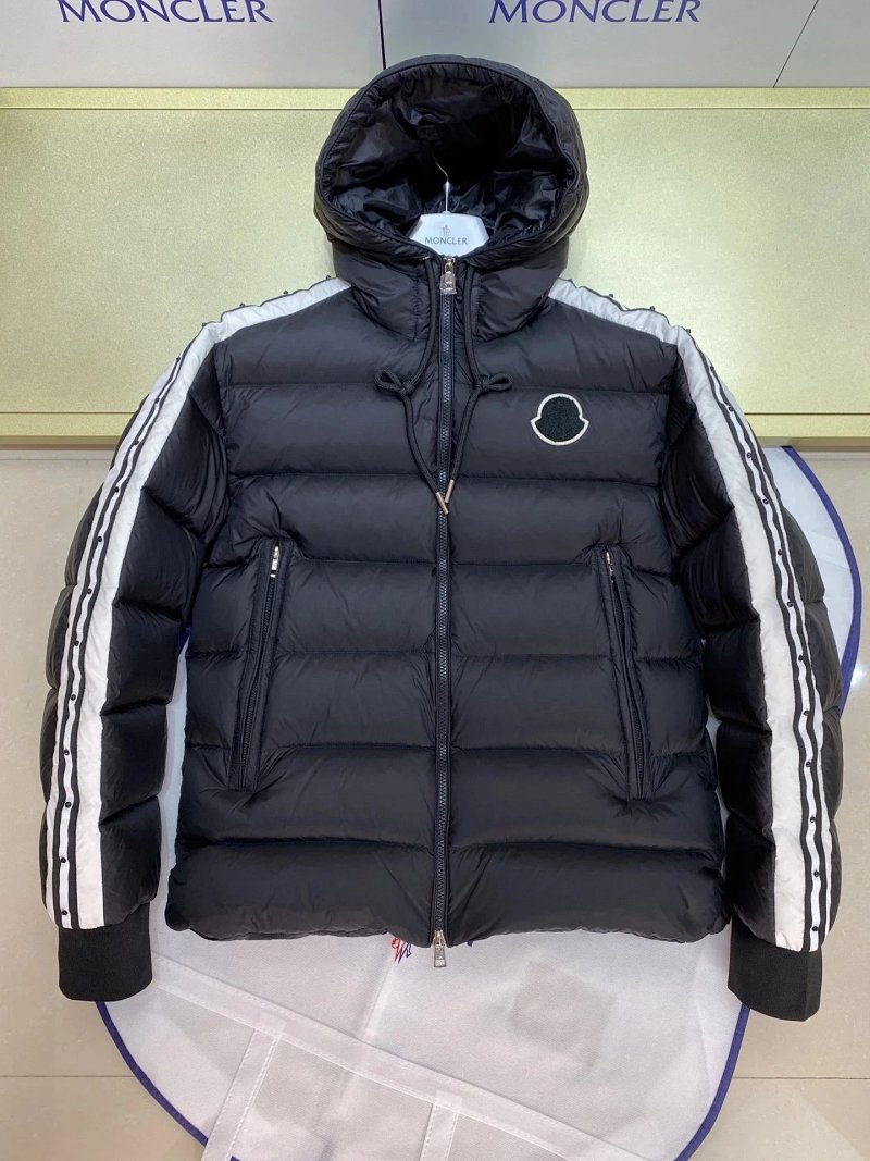 Moncler striped-sleeve down jacket