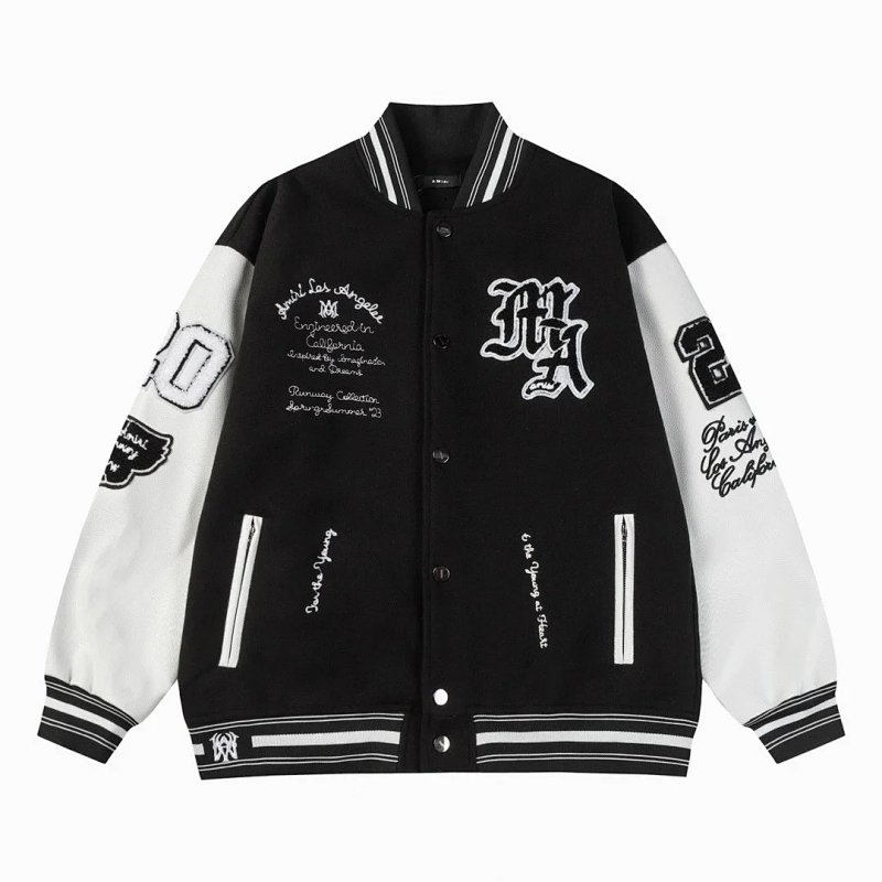 Black and white varsity jacket