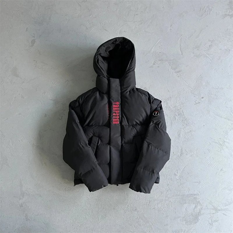 Black hooded puffer jacket