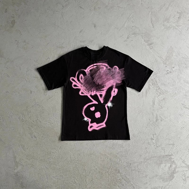 Black bunny graphic tee