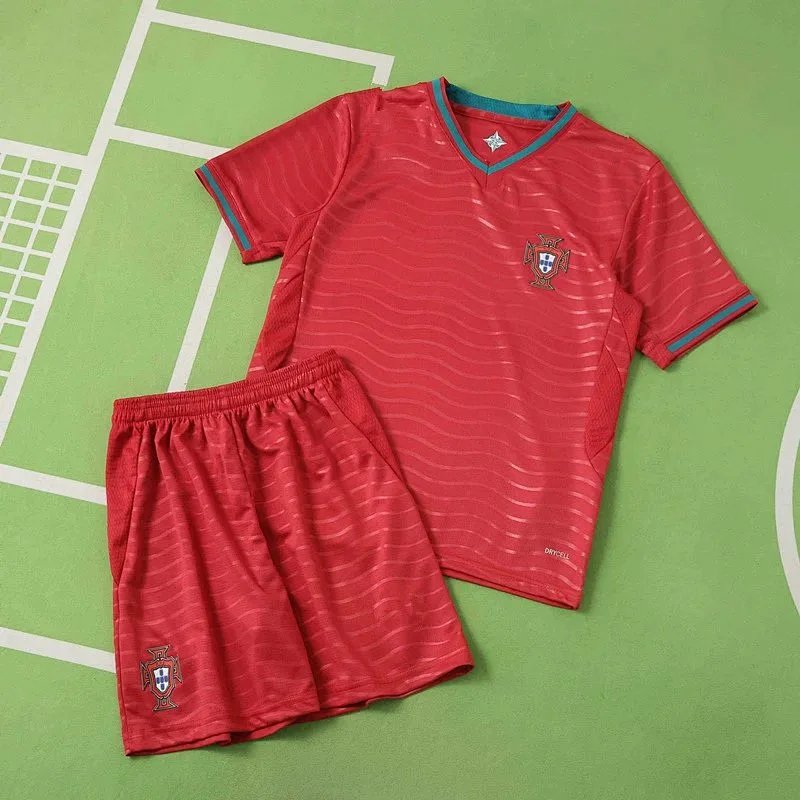 Portugal home kids football kit