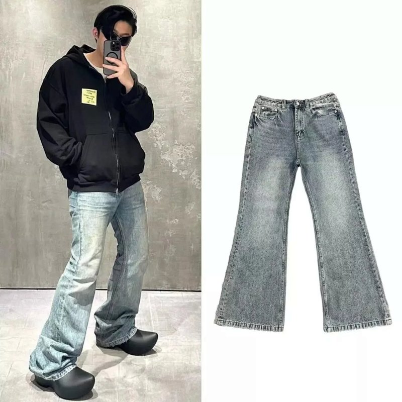 Light wash flared jeans